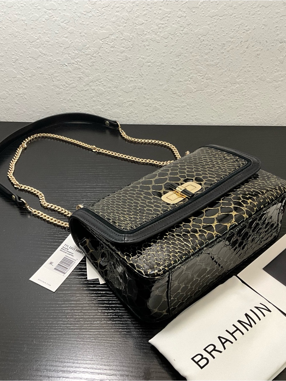Brahmin Rosalie BLACK CAVATICA Crossbody Shoulder Bag Snake Print - Picture 5 of 8